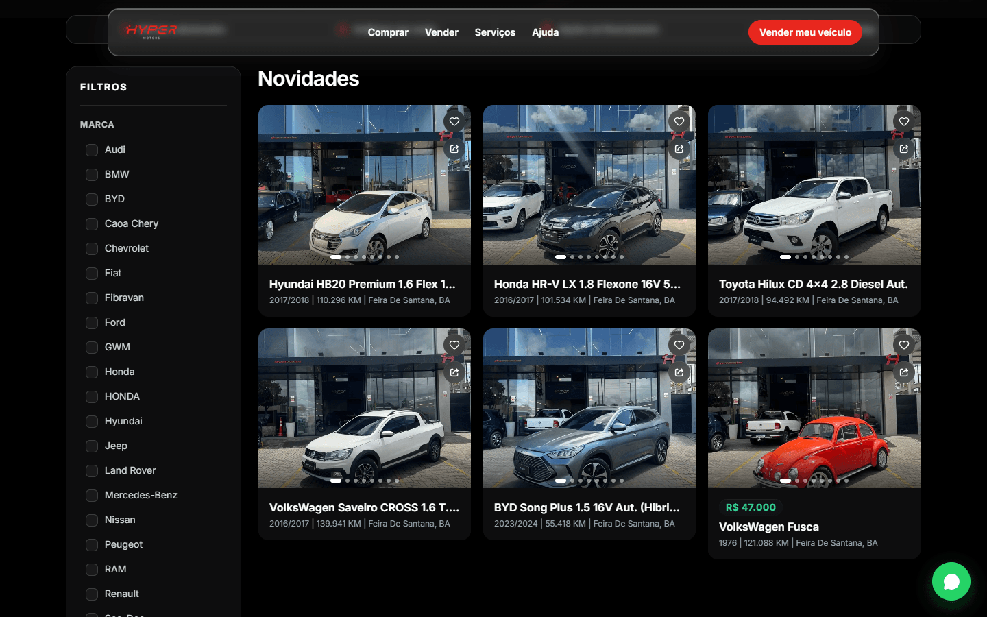 Seção interna do Hyper Motors